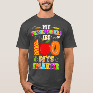 Camiseta Os Meus Pré-Escolares São 100 Dias Mais Inteligent