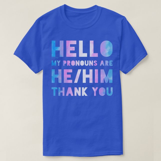 Camiseta Os meus pronomes são Hehim Trans (Frente do Design)