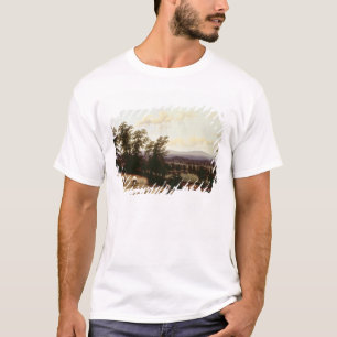 Camiseta Os monte de feno aproximam um rio, perto de