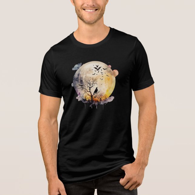 Camiseta Os morcegos da lua de cheio das bruxas raspavam no (Frente)