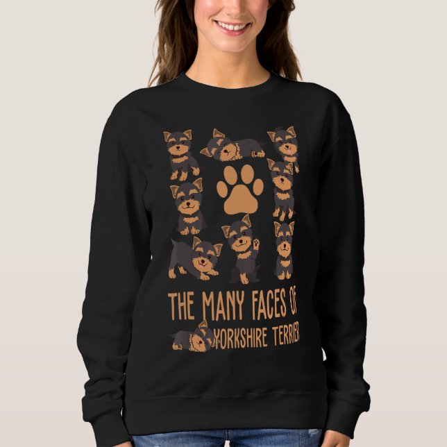 Camiseta Os Muitos Rostos Do Cachorro De Terrier Yorkshire (Frente)