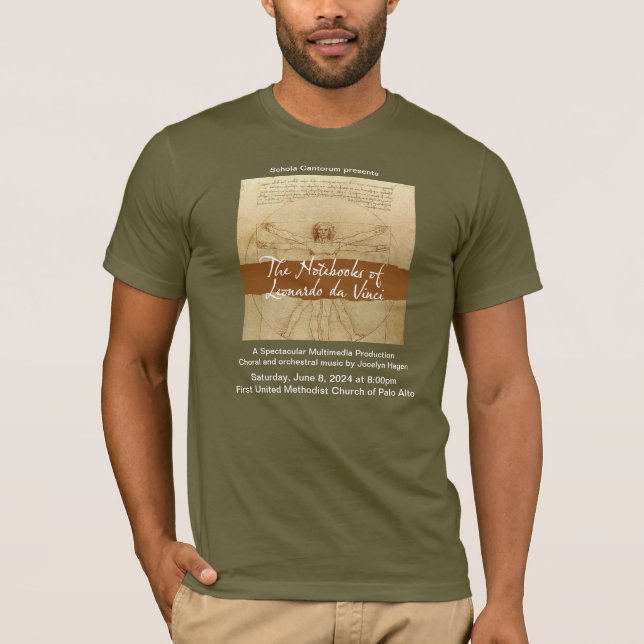 Camiseta Os notebooks do concerto Leonardo da Vinci (Frente)
