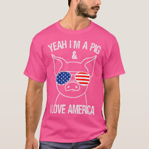 Camiseta Os Óculos De Sol Americano De Suínos Patrióticos U