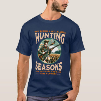 CAMISETA OS PÁSSAROS CHAMAM DE FAZENDO A CAÇA DE CAÇA.