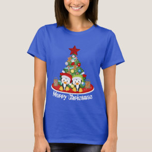 Camiseta Os pinguins do feriado da árvore de Natal