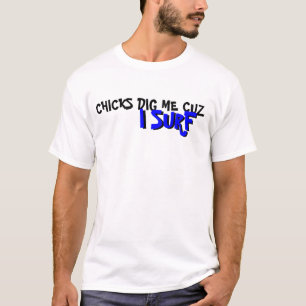 CAMISETA OS PINTINHOS ESCAVAM-ME CUZ, MIM SURFAM, MIM