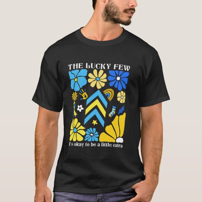 Camiseta Os Poucos Sortudos Floral Síndrome de Down (Frente)