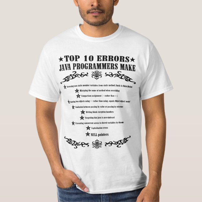 Camiseta Os programadores de Java dos erros da parte (Frente)
