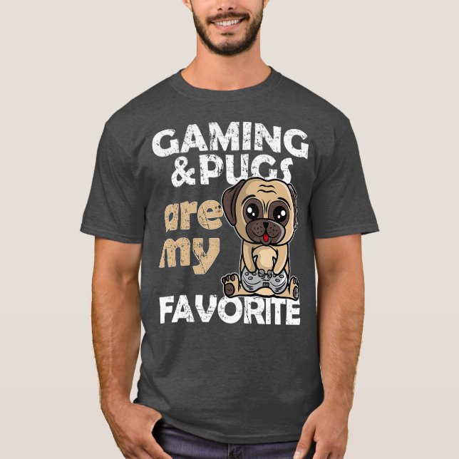 Camiseta Os Pugs De Jogos São Os Meus Jovens De Jogo Favori (Frente)