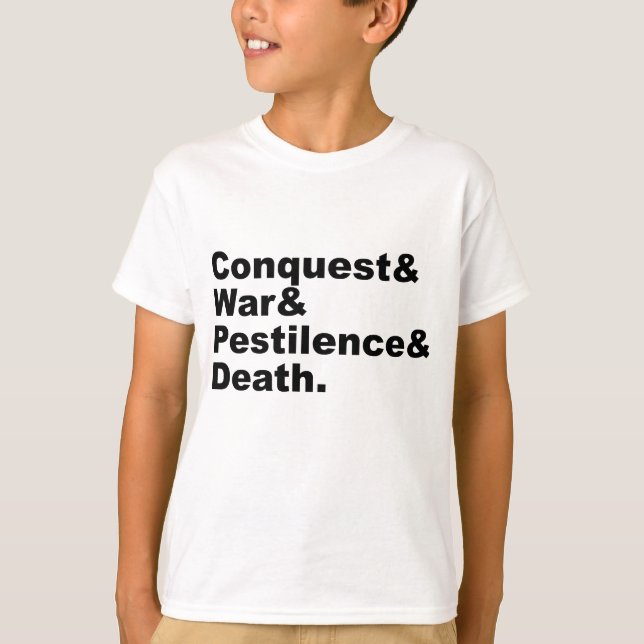 Camiseta Os Quatro Cavaleiros - A Conquista da Pestilência  (Frente)