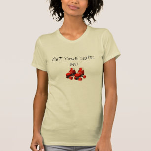 Camiseta os rollerskates, obtêm seus skates sobre!