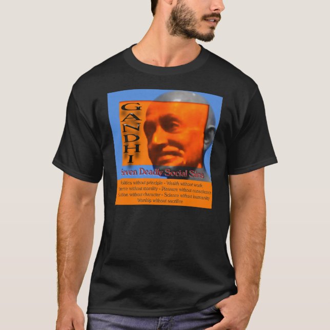 Camiseta Os sete pecados inoperante sociais de Gandi (Frente)