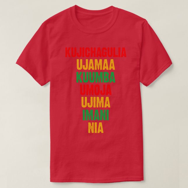 Camiseta Os sete princípios de Kwanzaa (Frente do Design)