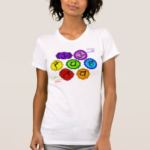 CAMISETA OS SÍMBOLOS DA IOGA REIKI SETE CHAKRAS ETIQUETARA