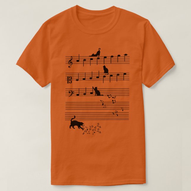 Camiseta Os Sons De Cats Cat Music Notes (Frente do Design)