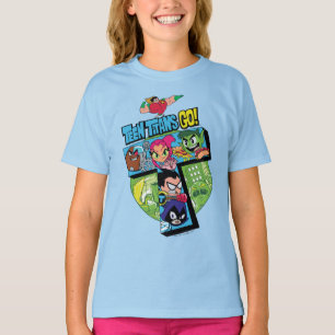 Camiseta Os titã adolescentes vão! colagem da torre dos