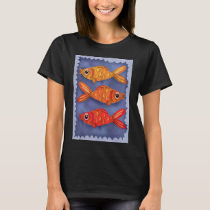 Camiseta os três peixes dourados em uma água astuta