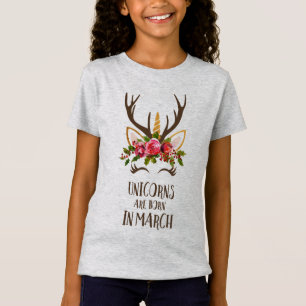 Camiseta Os unicórnios são nascidos em março. Presente d