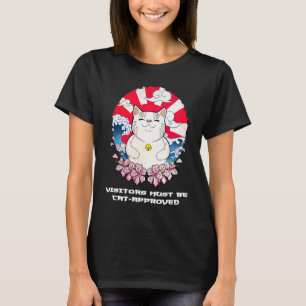 Camiseta Os Visitantes Devem Ser Aprovados pelo Gato Famíli