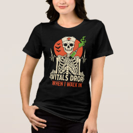 Camiseta Os Vitais Caem Quando Ando Na Enfermeira Halloween