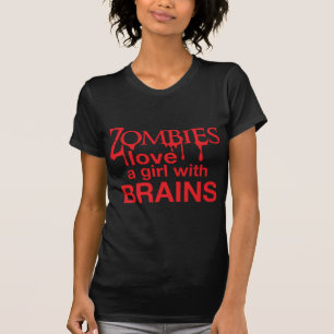 Camiseta Os zombis amam uma menina com cérebros!