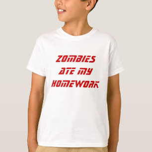CAMISETA OS ZOMBIS COMERAM MEUS TRABALHOS DE CASA
