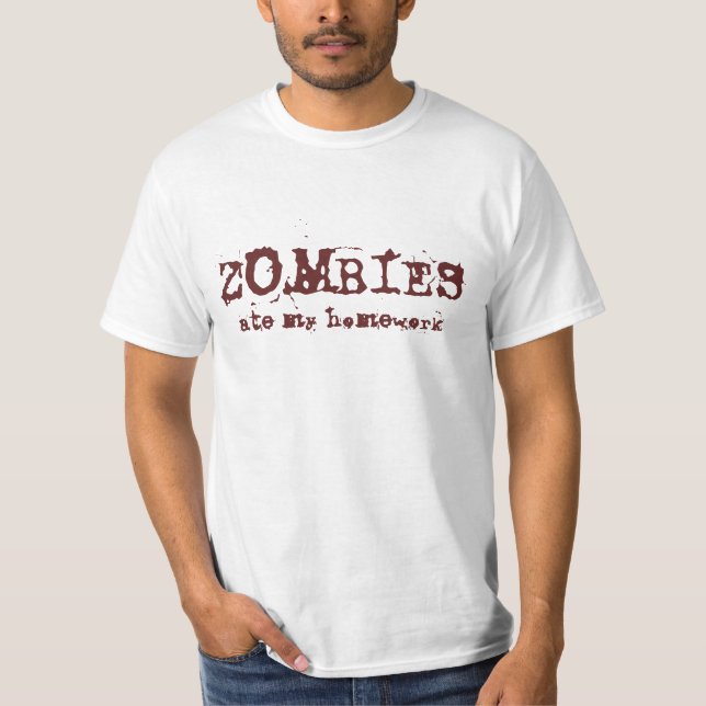 Camiseta Os zumbis comeram meu dever de casa (Claro) (Frente)