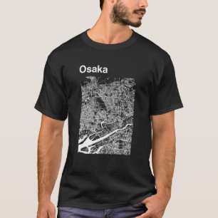 Camiseta Osaka Japão - Mapa gráfico clássico da cidade