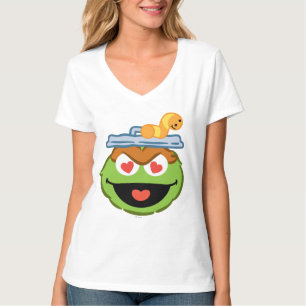 Camiseta Oscar Rosto Sorridente com Olhos em Forma de Coraç