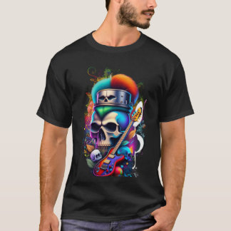 Camiseta oscura básica para hombre PUNK SKULL