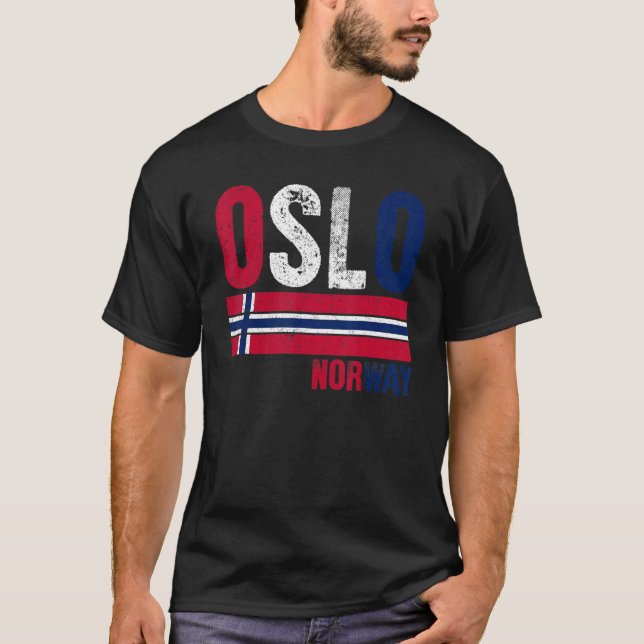 Camiseta Oslo Noruega Bandeira Noruegueses Mens Womens Kids (Frente)