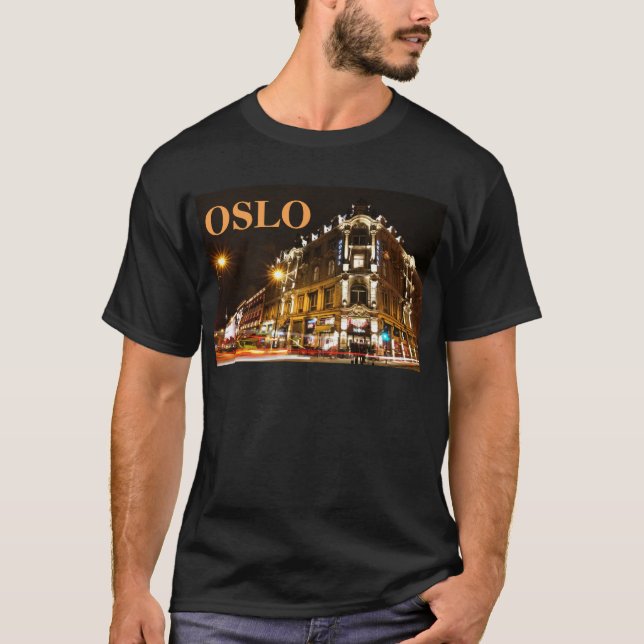 Camiseta Oslo, Noruega na noite (Frente)