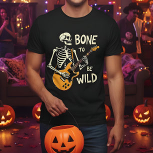 Camiseta Osso para ser esqueleto selvagem tocando Design de
