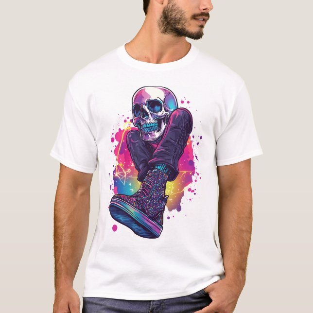 Camiseta Ossos de Boogie � Caveira Disco Engraçada dos Anos (Frente)