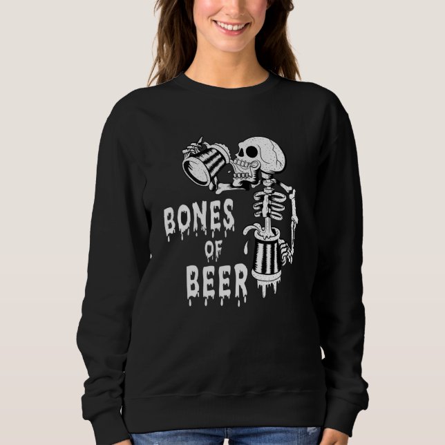 Camiseta Ossos Do Bebendo De Cerveja Do Esqueleto Cos De Ha (Frente)