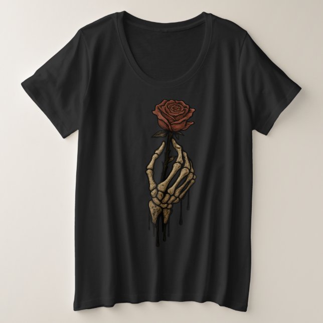 Camiseta Ossos Tatuados | glamour de rua de halloween (Frente do Design)
