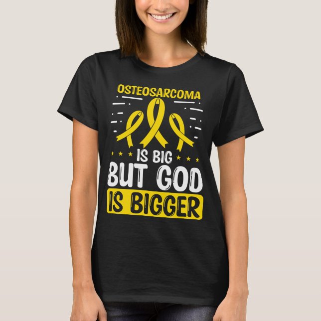 Camiseta Osteosarcoma Awareness God Bone Cancer Ribbon (Frente)