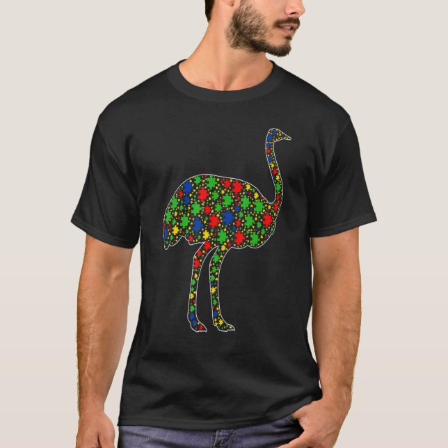 Camiseta Ostrich Animal Quebra-cabeça Parte Consciência do  (Frente)