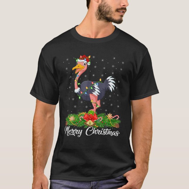 Camiseta Ostrich Bird Lover Matando Santa Hat Ostrich Chri (Frente)