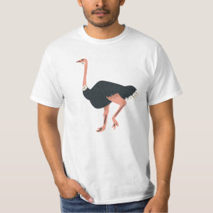 Camiseta Ostrich de Cartoon Bonito Isolado em Fundo Branco