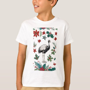 Camiseta Ostrich De Natal E Poinsettias