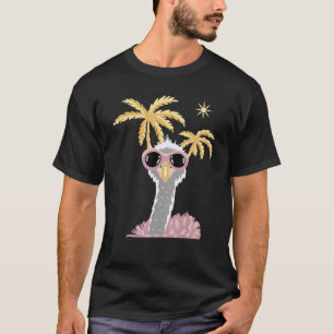 Camiseta Ostrich Engraçado De Arte Animal Em Óculos De Sol 