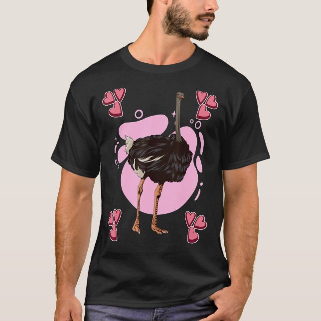Camiseta Ostrich Heart Design Bird Stuff Ostrich (Frente)