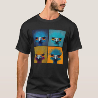 Camiseta Ostrich Pop Ilustração de Animais Coloridos 1