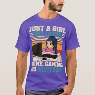 Camiseta Otaku Gamer Girl Desenhando Animes de Manga