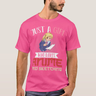 Camiseta Otaku Girls Japonês Manga Dooding Sketching Wome