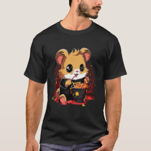 Camiseta Otaku Hamster Comeu Macarrão De Comida Japonês 4