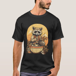 Camiseta Otaku Kawaii Anime Raccoon come Comida japonesa Ra