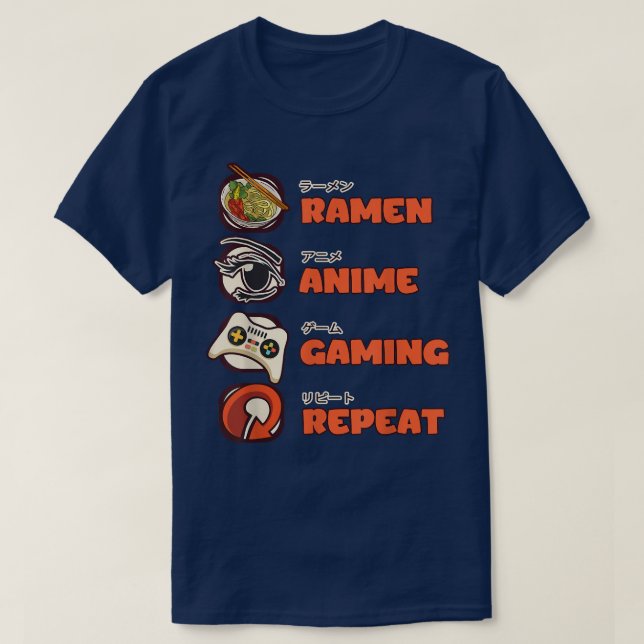 Camiseta Otaku Ramen Anime Jogos Repete Videos games de jog (Frente do Design)