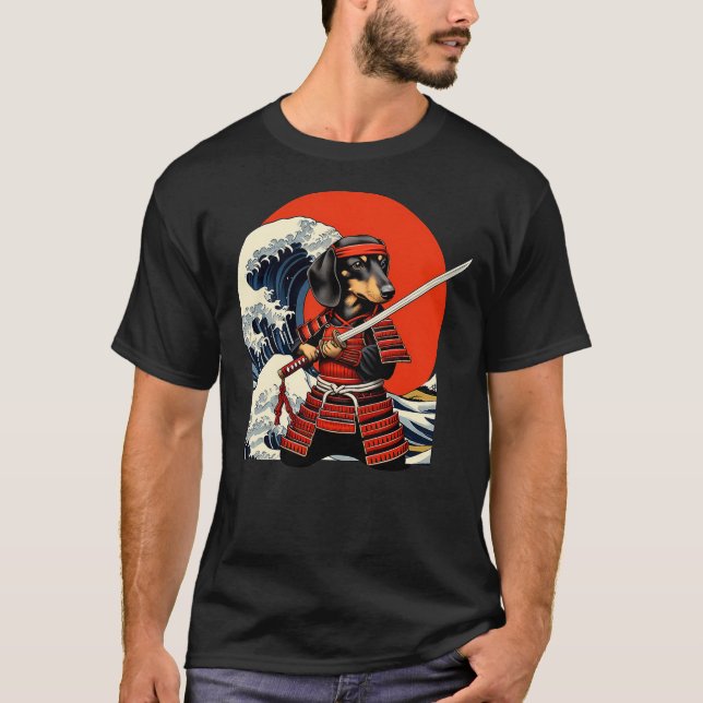 Camiseta Otaku Weiner Dachshund Dog Samurai (Frente)